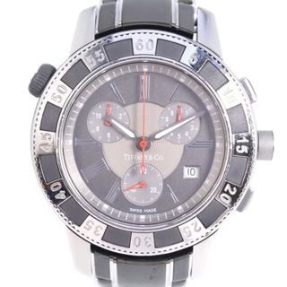 【TIFFANY&Co.】ティファニー マーク T-57 18014637 ステンレススチール シルバー クオーツ クロノグラフ メンズ グレー文字盤  腕時計