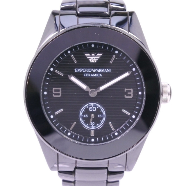 【ARMANI】エンポリオ・アルマーニ セラミカ スモセコ AR-1422 ステンレススチール クオーツ メンズ 黒文字盤 腕時計
