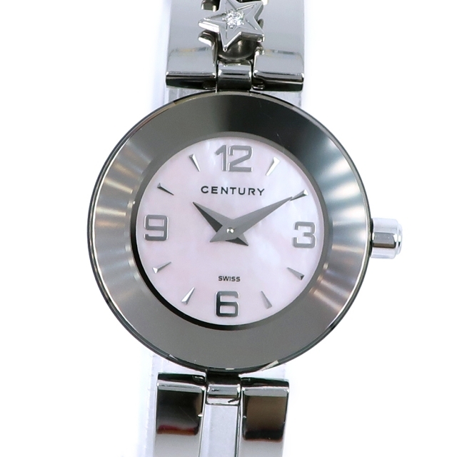 【CENTURY】センチュリー タイムジェム TIME DEM ステンレススチール シェル クオーツ レディース ピンクシェル文字盤 腕時計