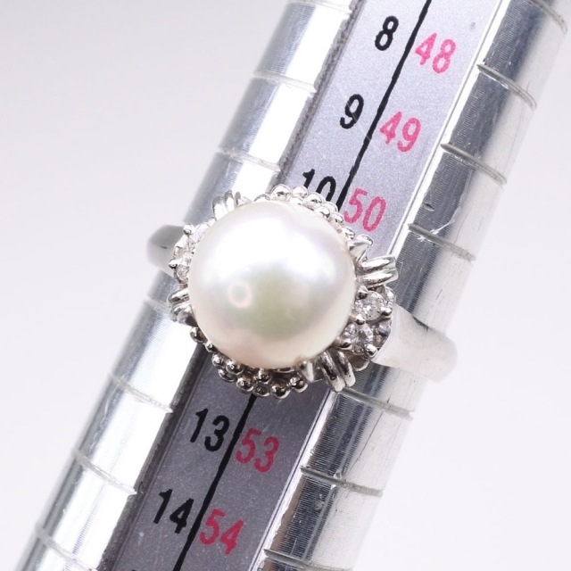 真珠 ダイヤモンド8.0 ｍｍ パール×Pt900プラチナ 11号 レディース リング・指輪