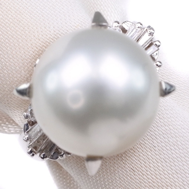 真珠 ダイヤモンド10.5 ｍｍ パール×Pt900プラチナ 6号 0.11 レディース リング・指輪