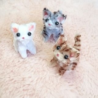 値下げ ☆モールアート ミニチュア ねこ ２匹 セット(人形)