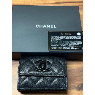 シャネル(CHANEL)のシャネル　スモールフラップウォレット　コンパクトウォレット　オールブラック(財布)