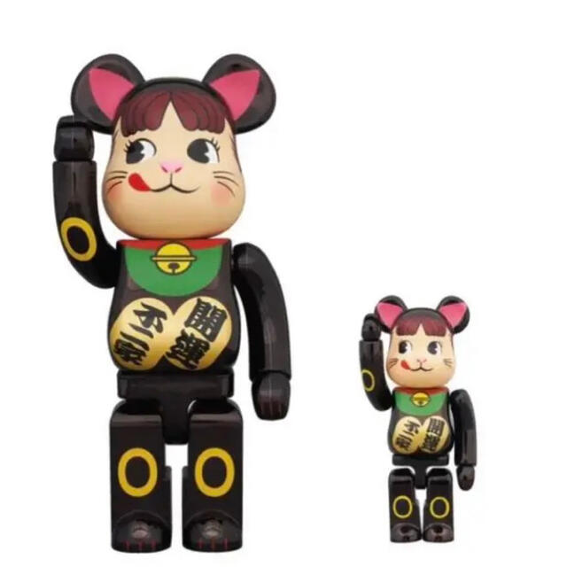 不二家(フジヤ)の7%offクーポン今日まで BE@RBRICK 招き猫 ペコちゃん 黒メッキ エンタメ/ホビーのフィギュア(その他)の商品写真