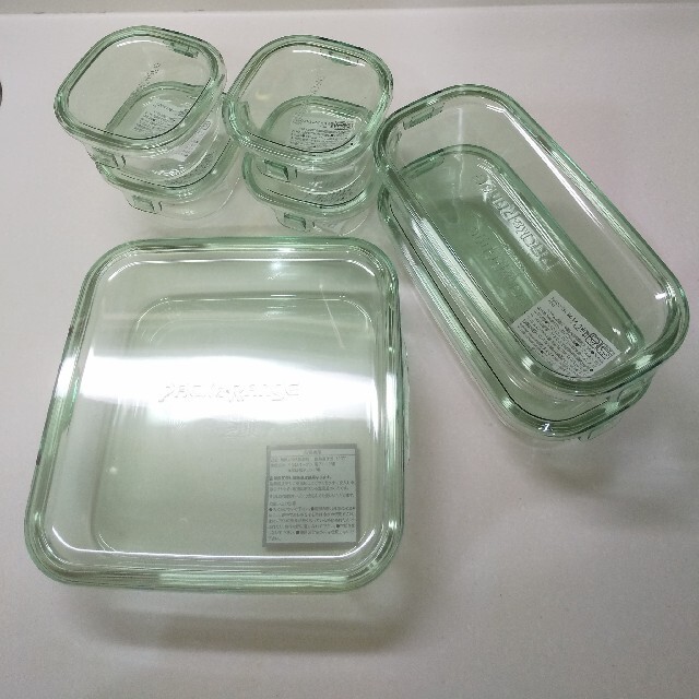 iwaki(イワキ) 耐熱ガラス 保存容器 7点セット グリーン