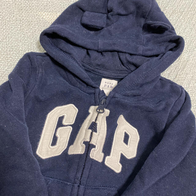 GAP(ギャップ)のGAPクマ耳フード、ソックスロンパース キッズ/ベビー/マタニティのベビー服(~85cm)(ロンパース)の商品写真