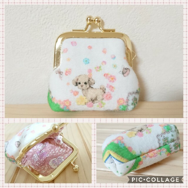 franche lippee(フランシュリッペ)のミニがま口ポーチ ＊わんわん＊ ハンドメイドのファッション小物(ポーチ)の商品写真