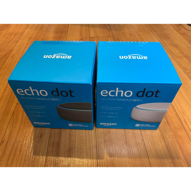 ECHO(エコー)のamazon echo dot  第3世代　2個　チャコール　サンドストーン スマホ/家電/カメラのオーディオ機器(スピーカー)の商品写真