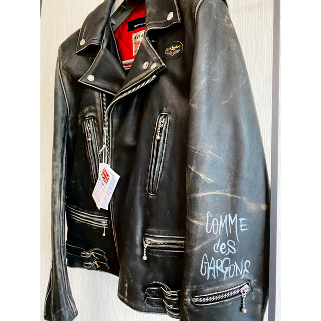 Lewis Leathers(ルイスレザー)のルイスレザー コムデギャルソン ライダース レザー ジャケット 38size メンズのジャケット/アウター(ライダースジャケット)の商品写真