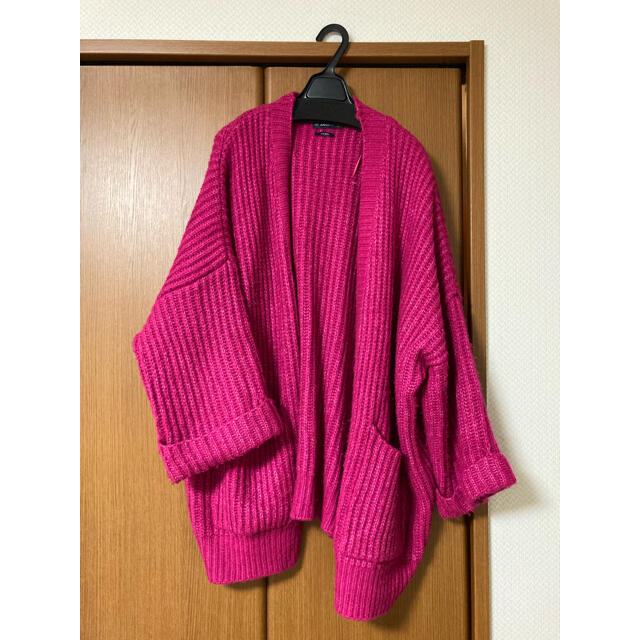 ZARA - ZARA wool カーディガン Sサイズ ショッキングピンクの ZARA - ZARA wool カーディガン Sサイズ ショッキングピンクの