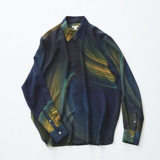 masu 20aw marble print shirts BLUE