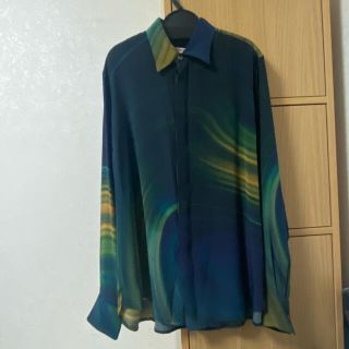 masu 20aw marble print shirts BLUE