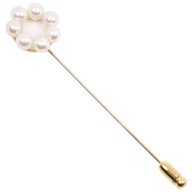 MIKIMOTO】ミキモト ピンブローチ K14イエローゴールド×パール