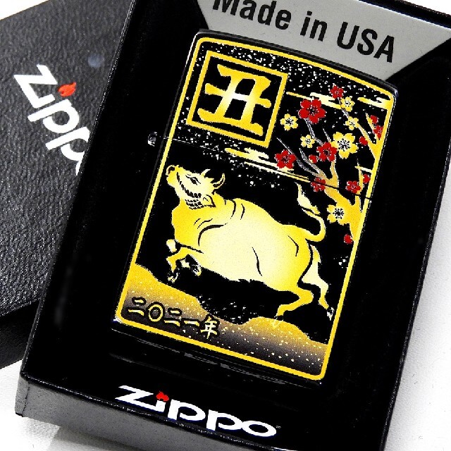 送料無料☆zippo☆2021年☆干支☆丑☆ブラックチタン☆ジッポ