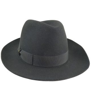 ボルサリーノ(Borsalino)の【Borsalino】ボルサリーノ ピンブローチ付 ウール 黒 ユニセックス ハット(ハット)