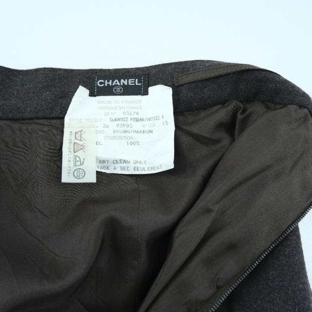 CHANEL(シャネル)の【CHANEL】シャネル フレア P03640V03532 ウール 茶 レディース スカート レディースのスカート(ひざ丈スカート)の商品写真