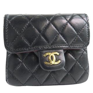 シャネル(CHANEL)の【CHANEL】シャネル チェーンポシェット マイクロ マトラッセ 希少ビンテージ ラムスキン 黒 レディース ウエストバッグ(ボディバッグ/ウエストポーチ)