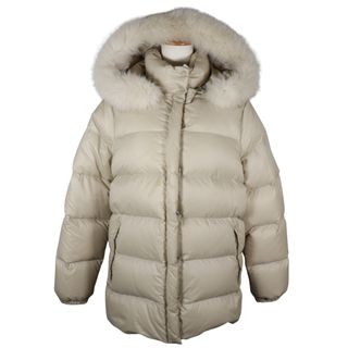 モンクレール(MONCLER)の【MONCLER】モンクレール ファー フード ナイロン ベージュ レディース ダウンジャケット(ダウンジャケット)