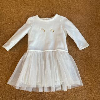 プチバトー(PETIT BATEAU)のプチバトー　ワンピース　白　サイズ86cm(24m)(ワンピース)