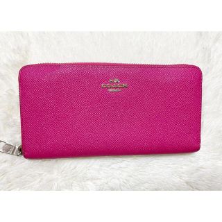 コーチ(COACH)のCOACH コーチ レザー ラウンドファスナー 長財布 ピンク(長財布)