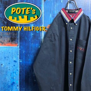 トミーヒルフィガー(TOMMY HILFIGER)のりい様【トミーヒルフィガー】ポケット刺繍ロゴマルチストライプ襟切替シャツ 90s(シャツ)