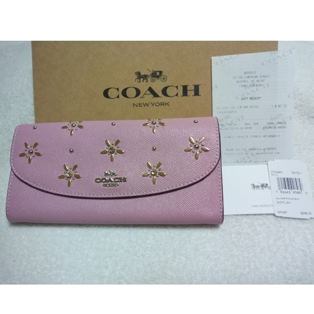 人気商品！】 長財布 コーチ ☆新品☆COACH スタッズ(ピンク) 花柄 長