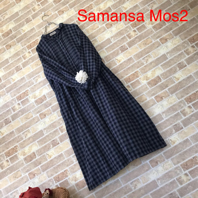 SM2(サマンサモスモス)のsamansa mos2【美品】綿麻ワンピース レディースのワンピース(ひざ丈ワンピース)の商品写真