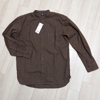 ユニクロ(UNIQLO)のUSED／ユニクロメンズ フランネルスタンドカラーシャツＳブラウン(シャツ)