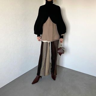 トゥデイフル(TODAYFUL)のcft. high neck layer short knit ブラック(ニット/セーター)