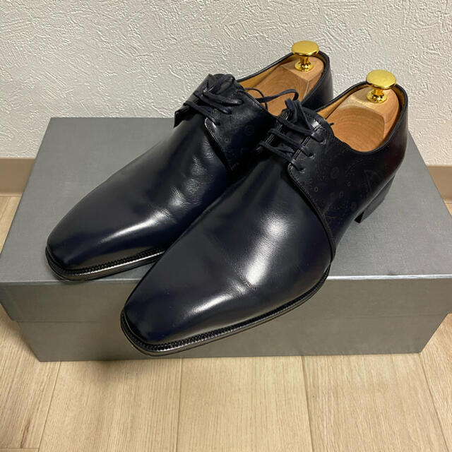 美品 FABI プレーントゥ ビジネスシューズ ダークネイビー - ドレス
