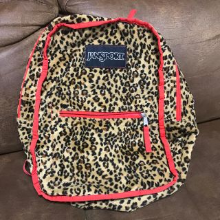 ジャンスポーツ(JANSPORT)のジャンスポーツ JANSPORTS リュック　リバーシブル レオパード   赤(リュック/バックパック)