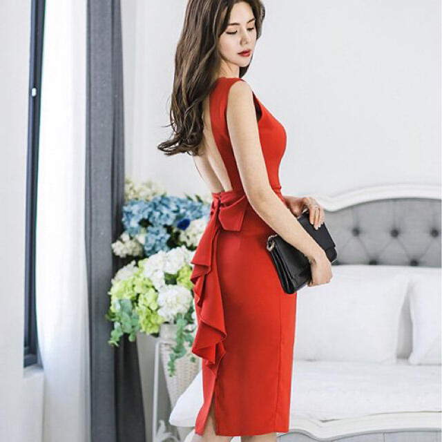 【本日限定セール】ROBEジャンル♡韓国ファッション バックオープンリボンドレス