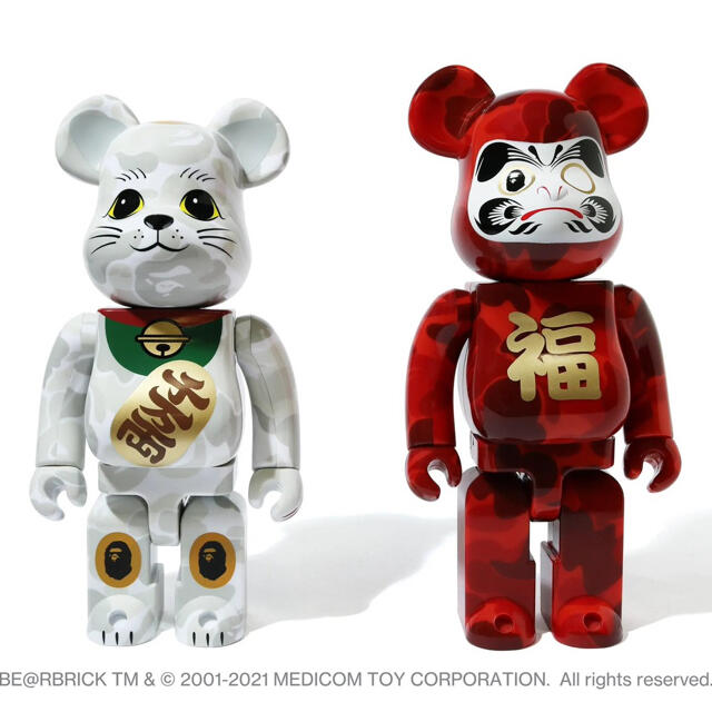 MEDICOM TOY(メディコムトイ)のベアブリック bearbrick bape招き猫&達磨 1000% エンタメ/ホビーのフィギュア(その他)の商品写真