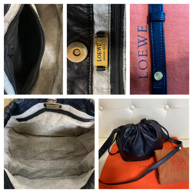 極 美品 LOEWE オールド ロエベ ナッパレザー ショルダーバッグ 黒