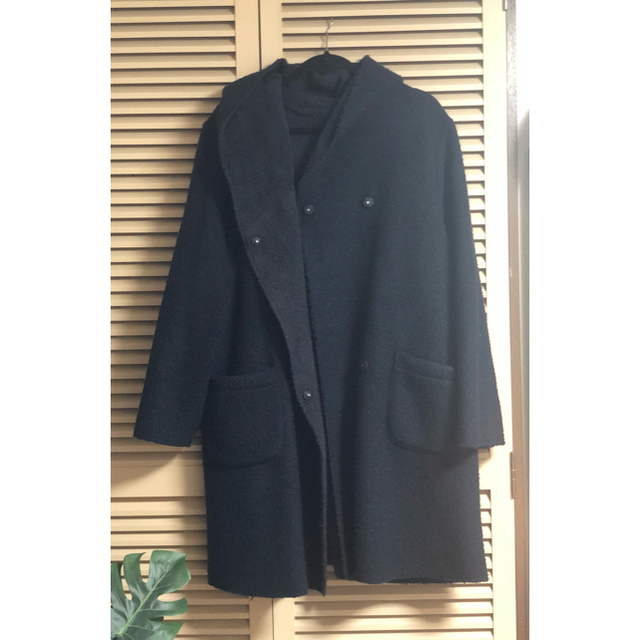暖かいコート  ネイビー【大きいサイズ21ABR】 レディースのジャケット/アウター(ロングコート)の商品写真