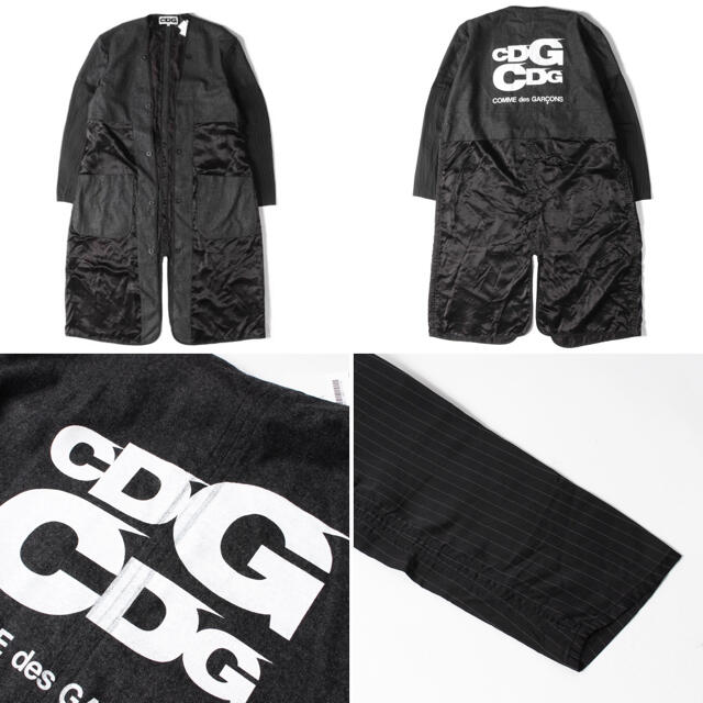 【美品】CDG ペンキ ロゴ サテン ライナーコート メンズ S ブラック 3