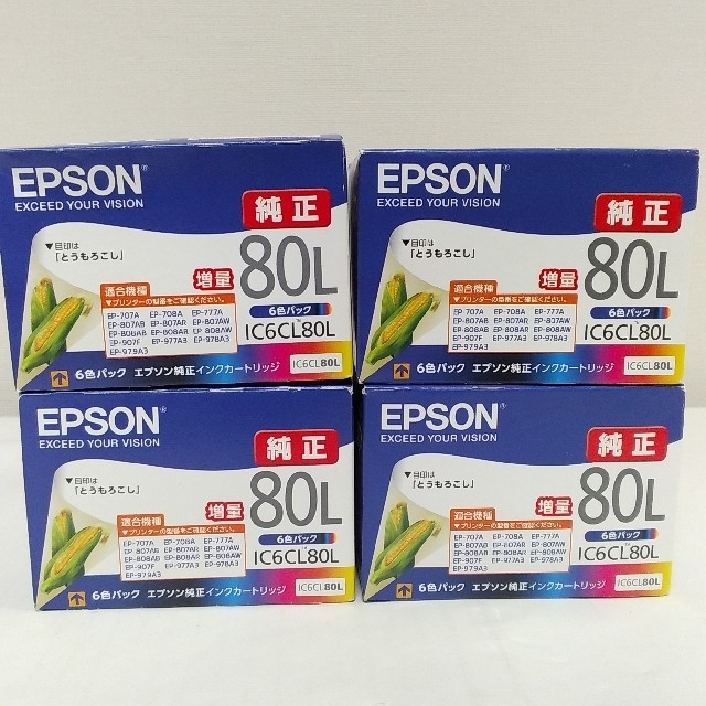 EPSON(エプソン)の未使用◇エプソン　純正カートリッジ　IC6CL80L 4本セット スマホ/家電/カメラのPC/タブレット(PC周辺機器)の商品写真