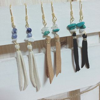 天然石レザーピアス(ピアス)