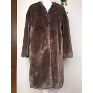 mysty woman - misty woman フェイクファー Vネックロングコート ... mysty woman 2017冬新作コート