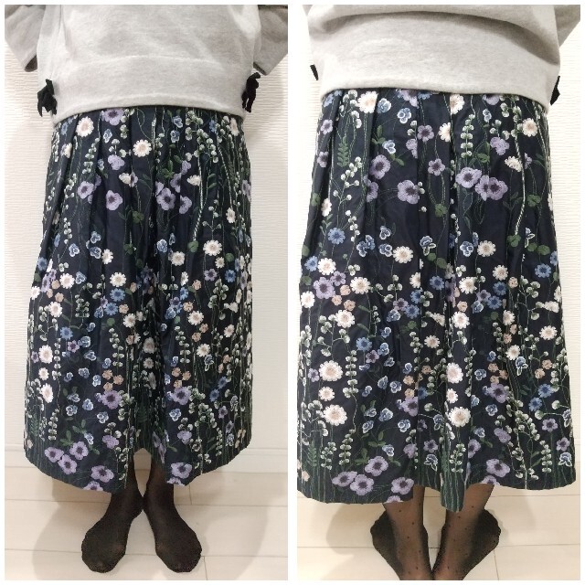 りんご様専用 セミロング刺繍スカート レディースのスカート(ロングスカート)の商品写真
