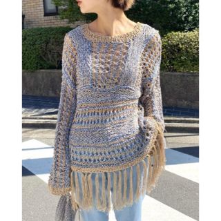 アメリヴィンテージ(Ameri VINTAGE)のAMERI アメリ SPRAY MIX FRINGE KNIT フリンジニット(ニット/セーター)