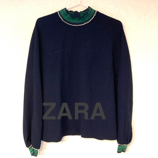 ザラ(ZARA)のZARA トップスM 紺×緑　(トレーナー/スウェット)