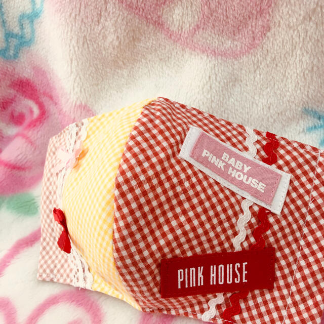 PINK HOUSE(ピンクハウス)のハンドメイドインナーマスク(ギンガムリボン)ピンクハウス ハンドメイドのファッション小物(その他)の商品写真