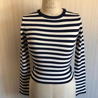 ザラ(ZARA)のZARA濃紺×ヌーディベージュボーダーカットソーSサイズ(カットソー(長袖/七分))