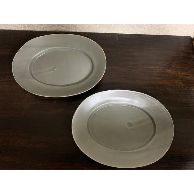 ★大人気商品★ 作家　井山三希子　オーバルプレート　グレー　皿　サイズ2 二枚セット 食器