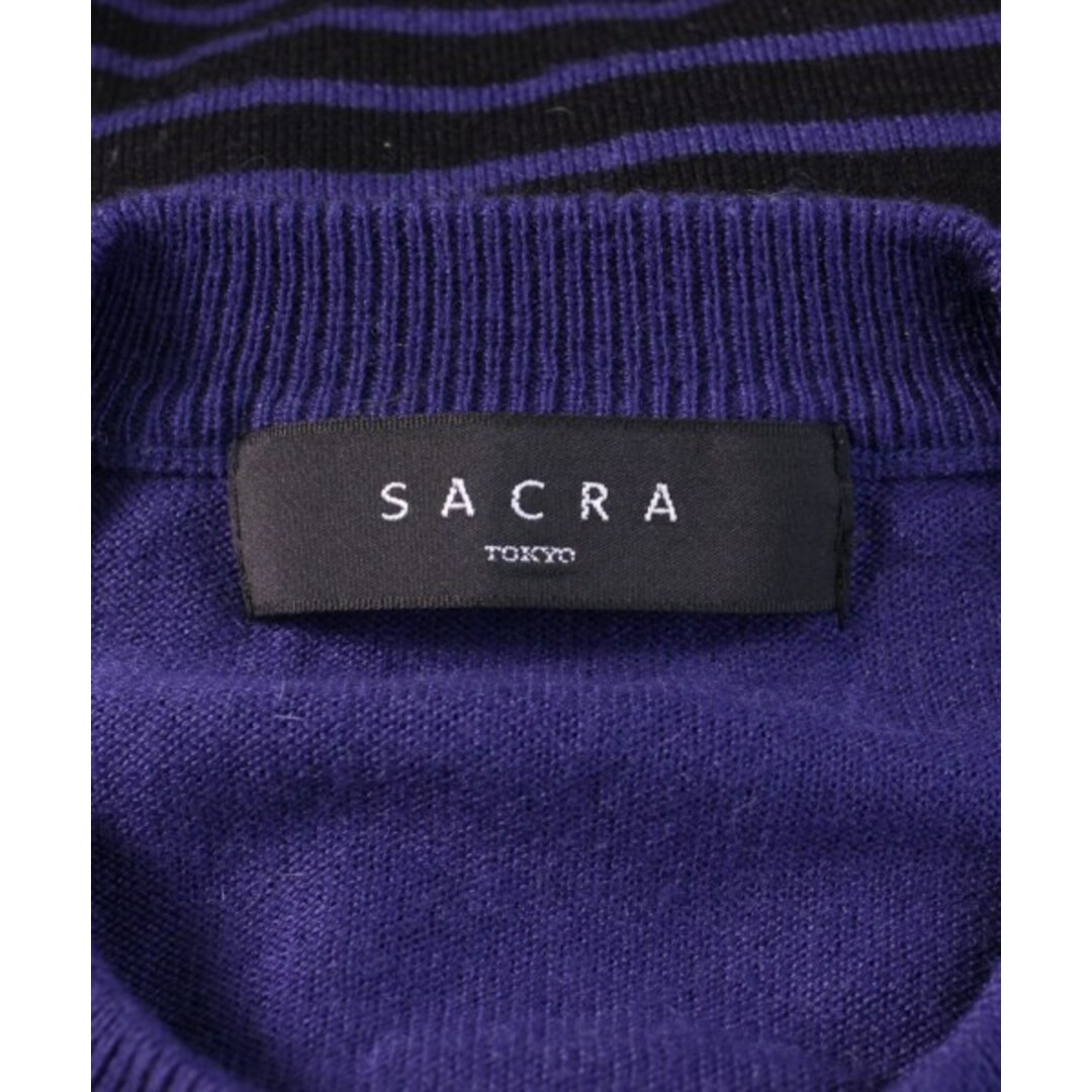 SACRA(サクラ)のSACRA サクラ ニット・セーター S 紺x黒(ボーダー)_0613 【古着】【中古】 レディースのトップス(ニット/セーター)の商品写真