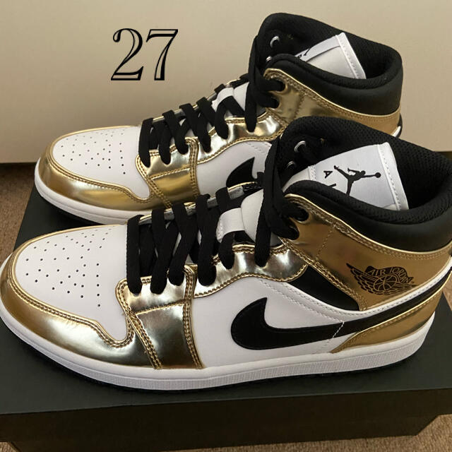 air jordan 1 mid metallic gold 27cm 海外のみjordan1