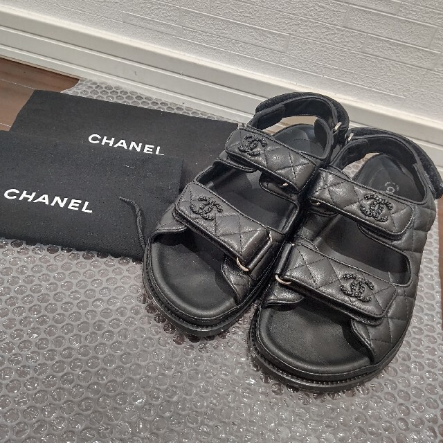 サンダル【美品】CHANEL★シャネル★フットベット★マトラッセ★スポーティーサンダル