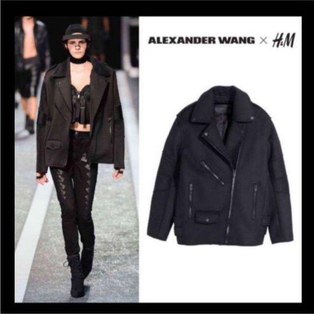 Lewis Leathers(ルイスレザー)の中古美品ALEXANDERWANG×Ｈ＆Ｍオーバーサイズウールダブルライダース メンズのジャケット/アウター(ライダースジャケット)の商品写真