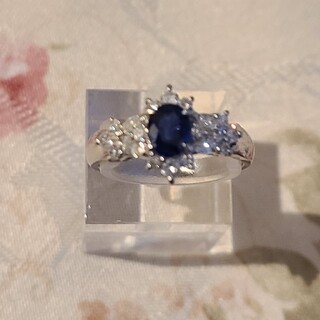 pt900ブルーサファイア　ダイヤモンドリング(リング(指輪))
